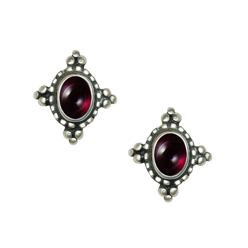 Sterling Silver Little Garnet Post Stud Earrings